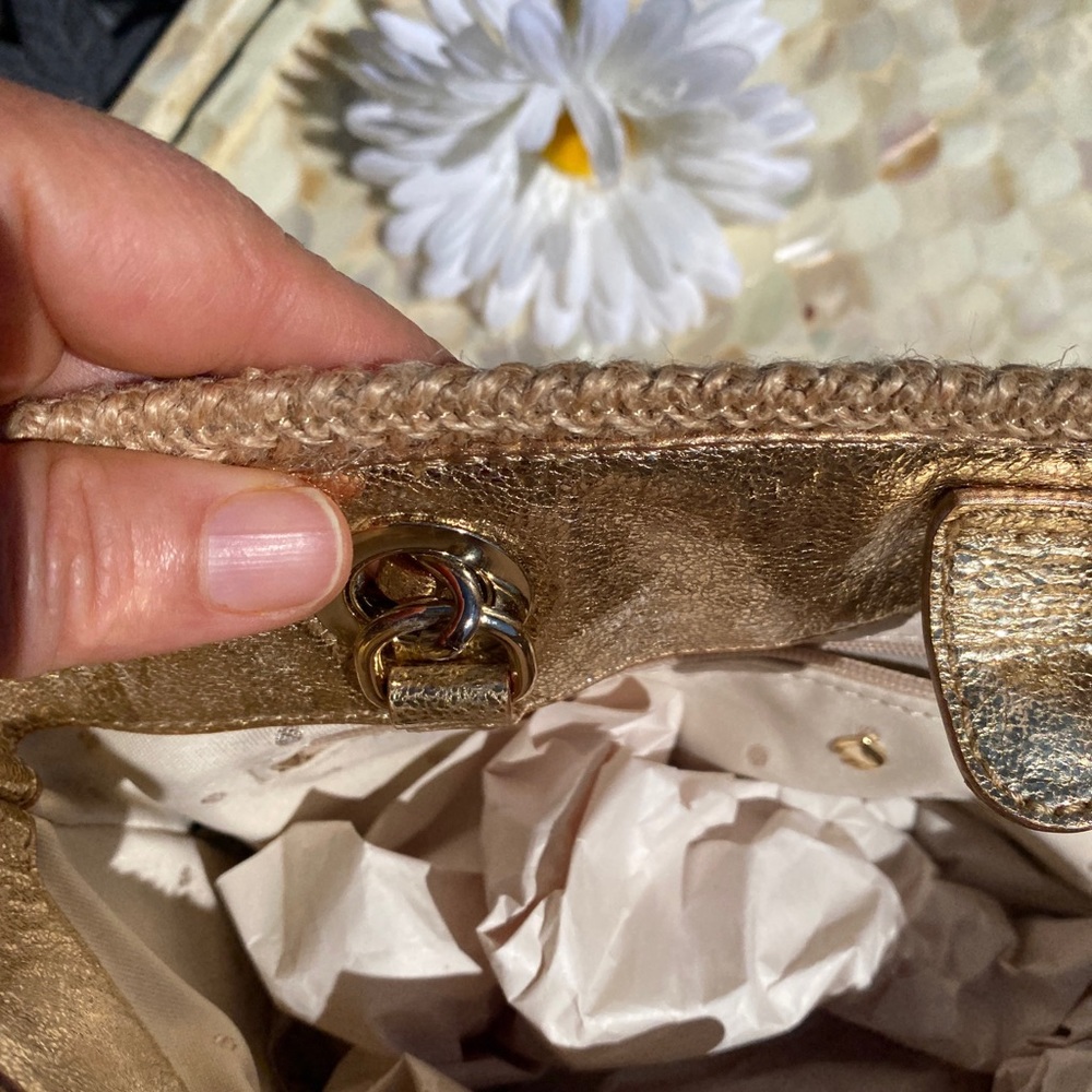 Kate Spade gold sequin & natural small shoulder bag with gold leather - Picture 12 of 15